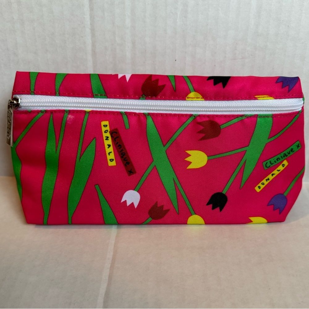 Clinique X Donald Floral Tulip Makeup Cosmetic Bag NEW NWOT